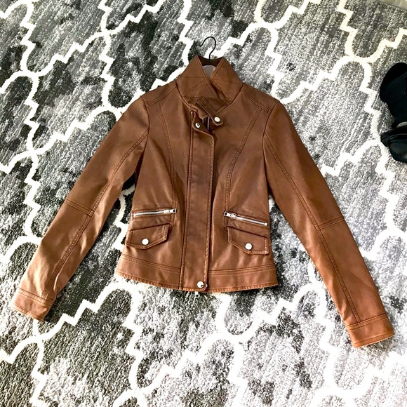 LeChateau Vegan Leather Caramel Jacket - Picture 1 of 8